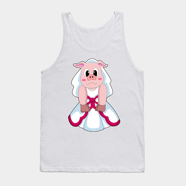 Pig as Bride with Wedding dress Tank Top by Markus Schnabel